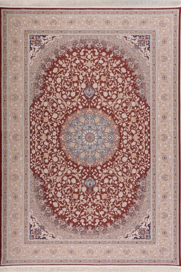 Lorence Floral Beige and Red Traditional Rug