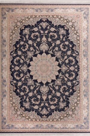 Aisan Classic Rug in Navy Blue and Beige Colour
